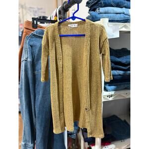 Girls Ribbed Knit Cardigan Size 4 Mustard Long Sleeve Button Front